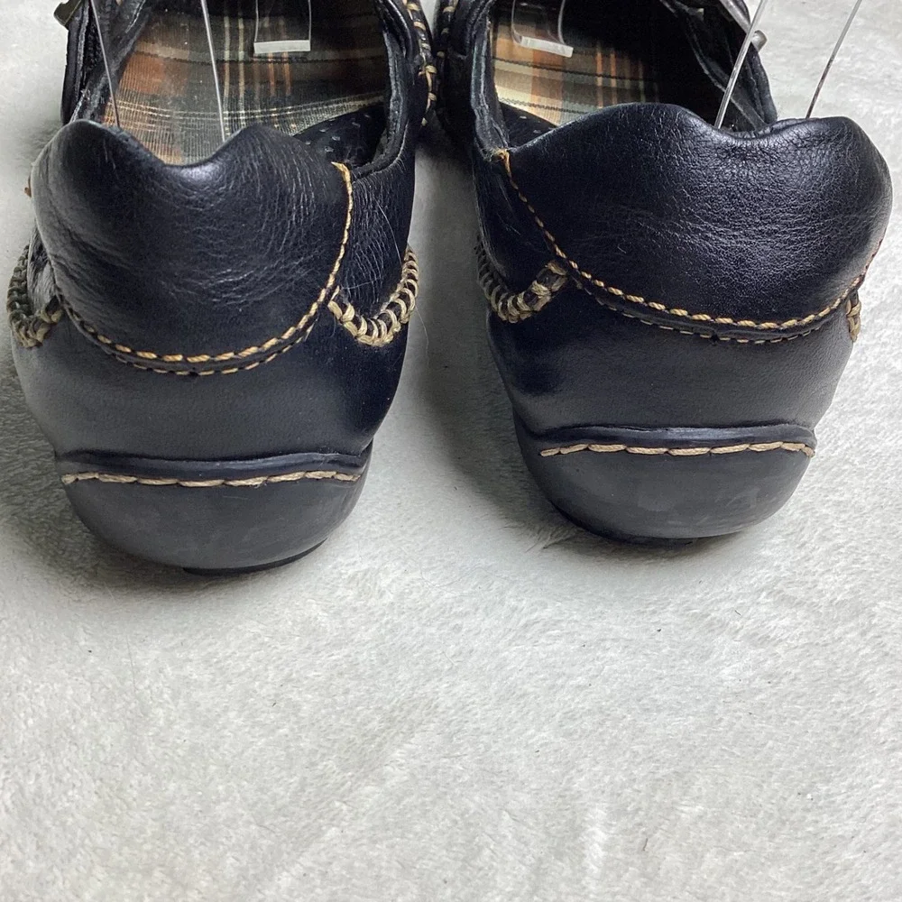 Born Black Leather Mary Jane Flats Size 7 Whipstitch Comfort Shoes Gorpcore